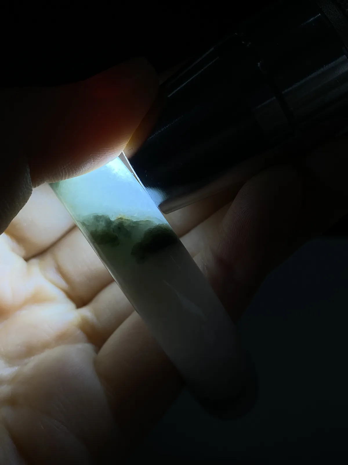 正圈54.8圈口，翡翠糯化种白色手镯