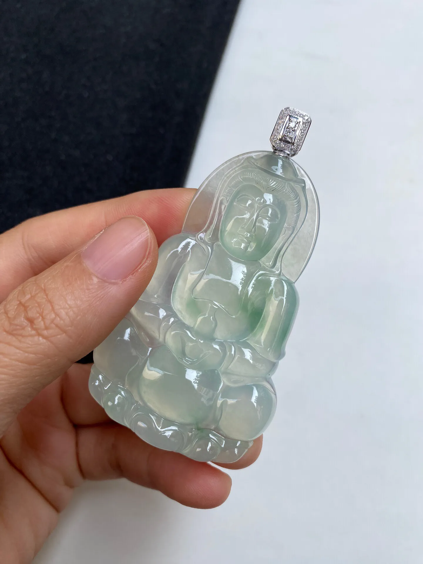 老坑冰晴正观音吊坠 裸石67.2-41.8-6.4毫米