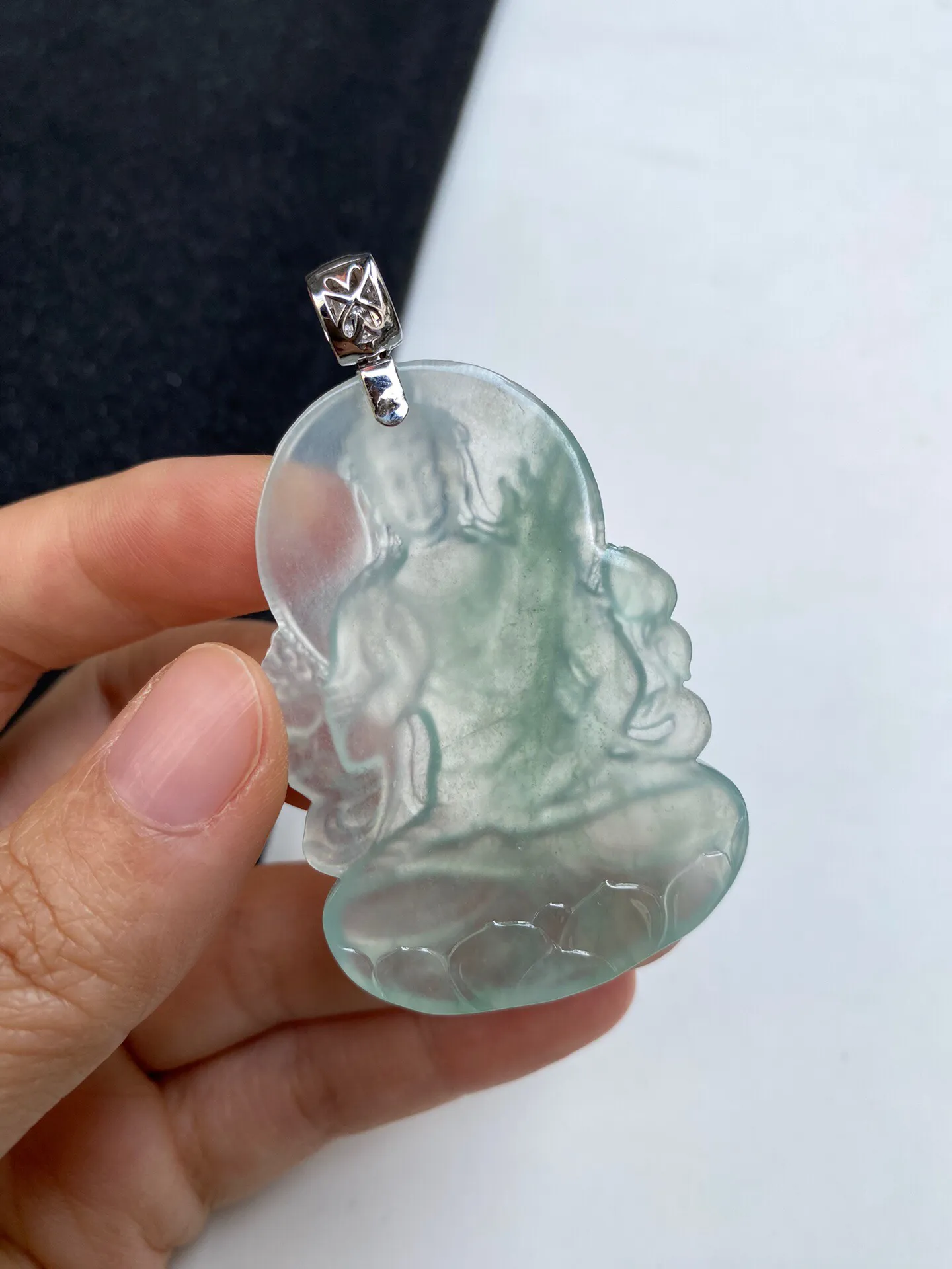 老坑冰晴虚空藏菩萨吊坠 裸石55.2-37.4-6毫米