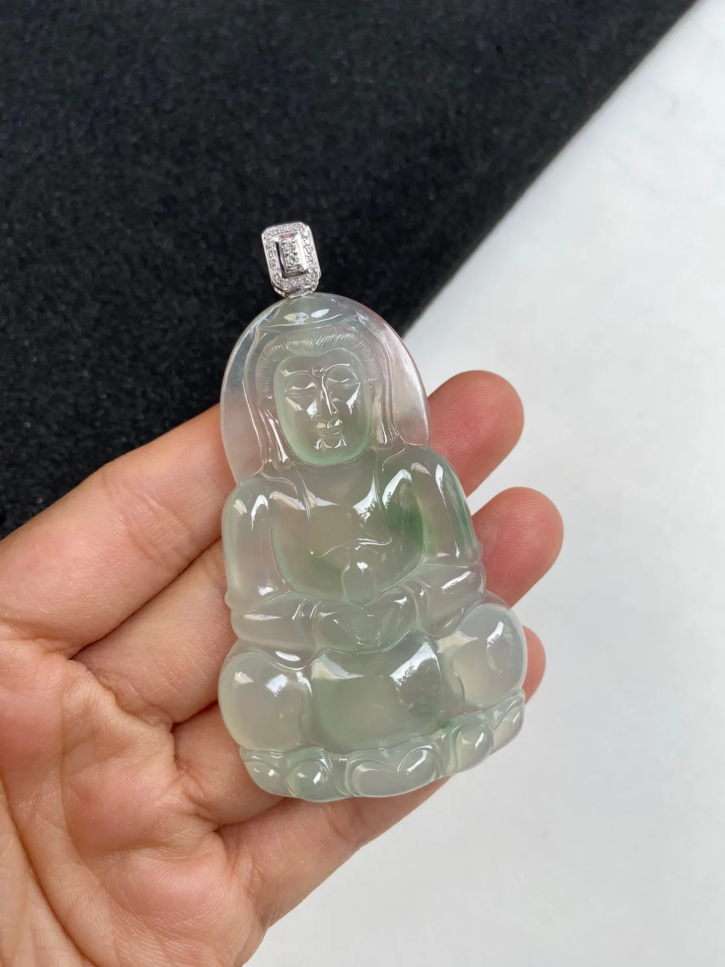 老坑冰晴正观音吊坠 裸石67.2-41.8-6.4毫米