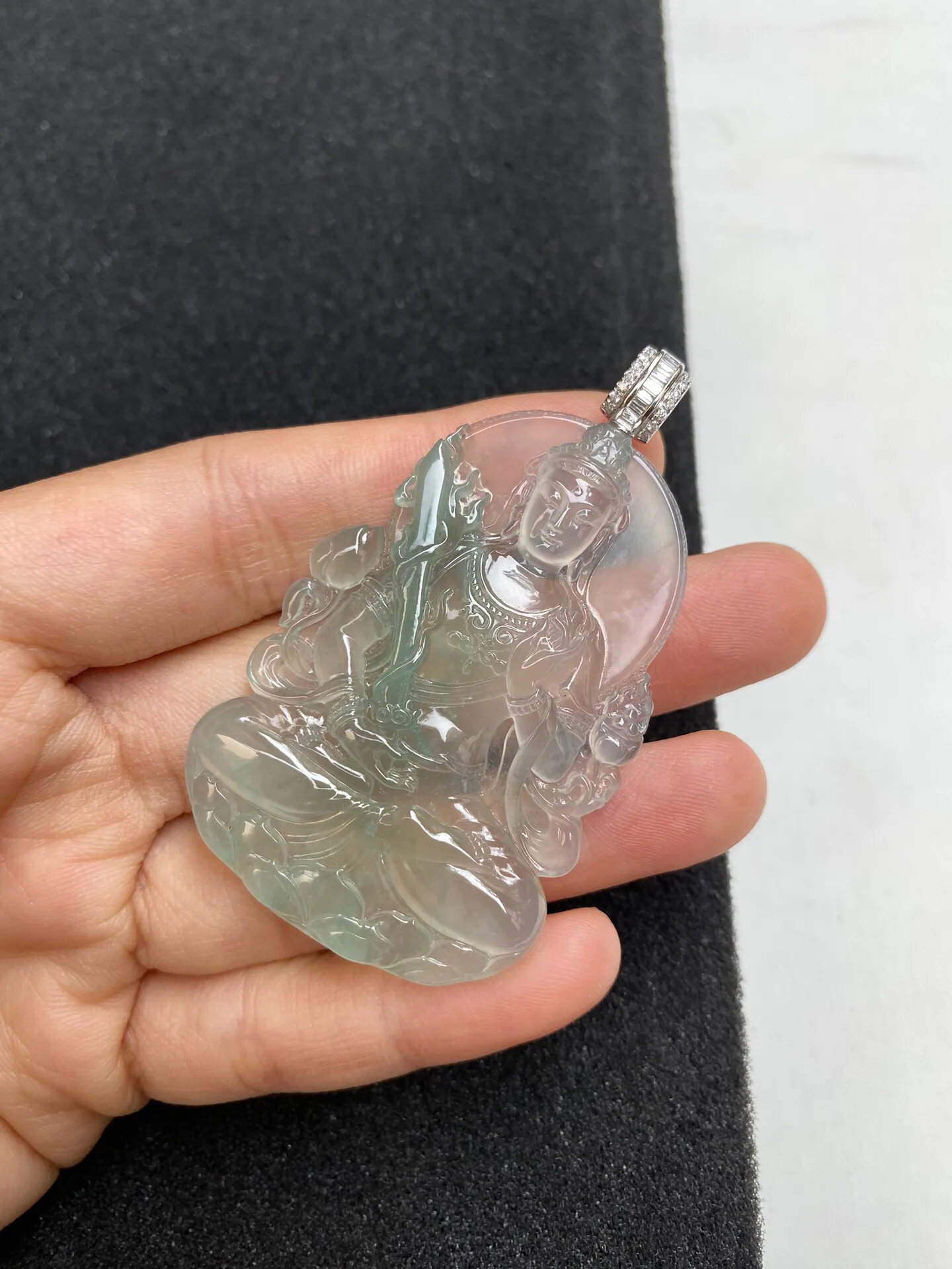 老坑冰晴虚空藏菩萨吊坠 裸石55.2-37.4-6毫米