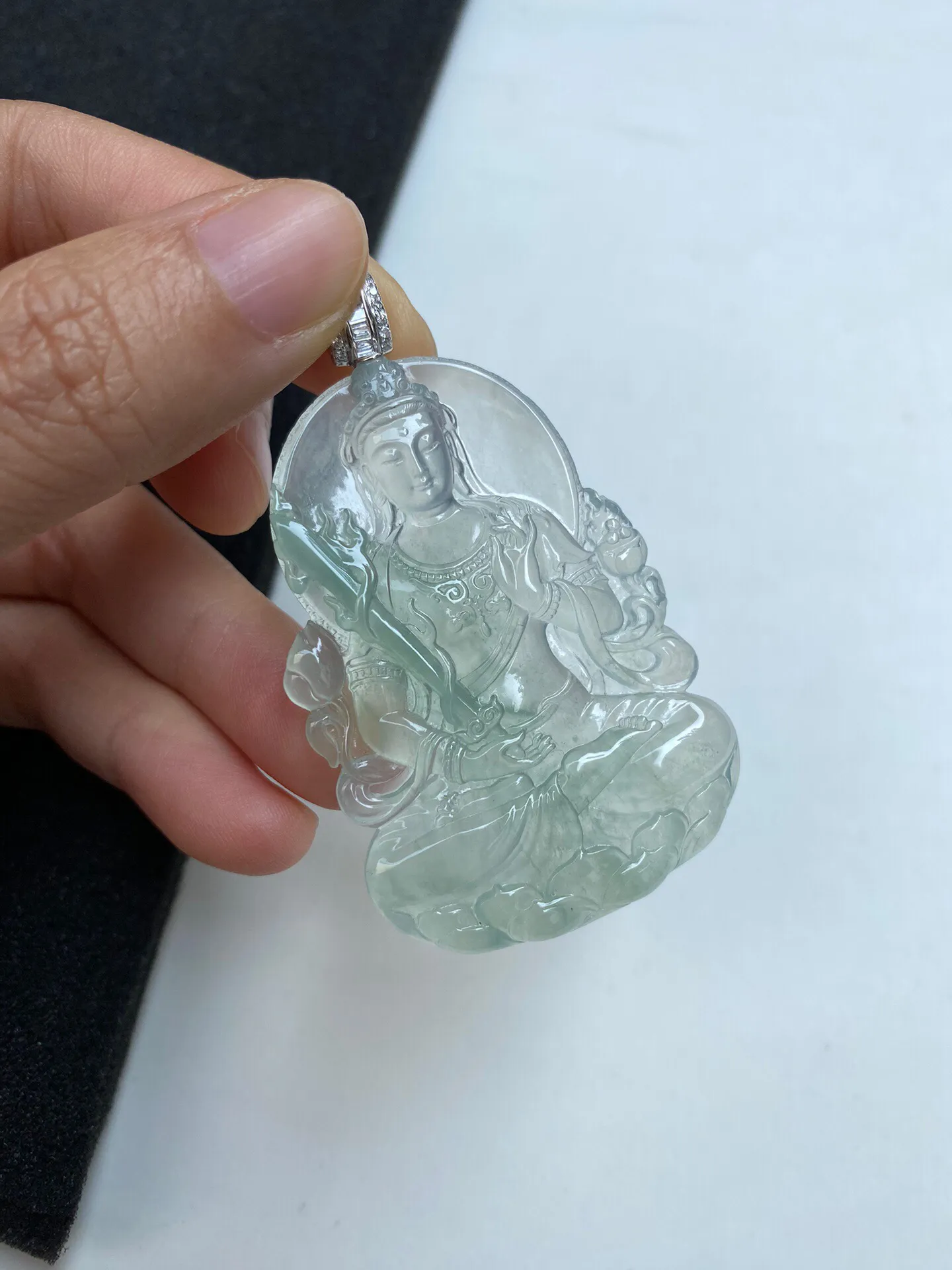 老坑冰晴虚空藏菩萨吊坠 裸石55.2-37.4-6毫米