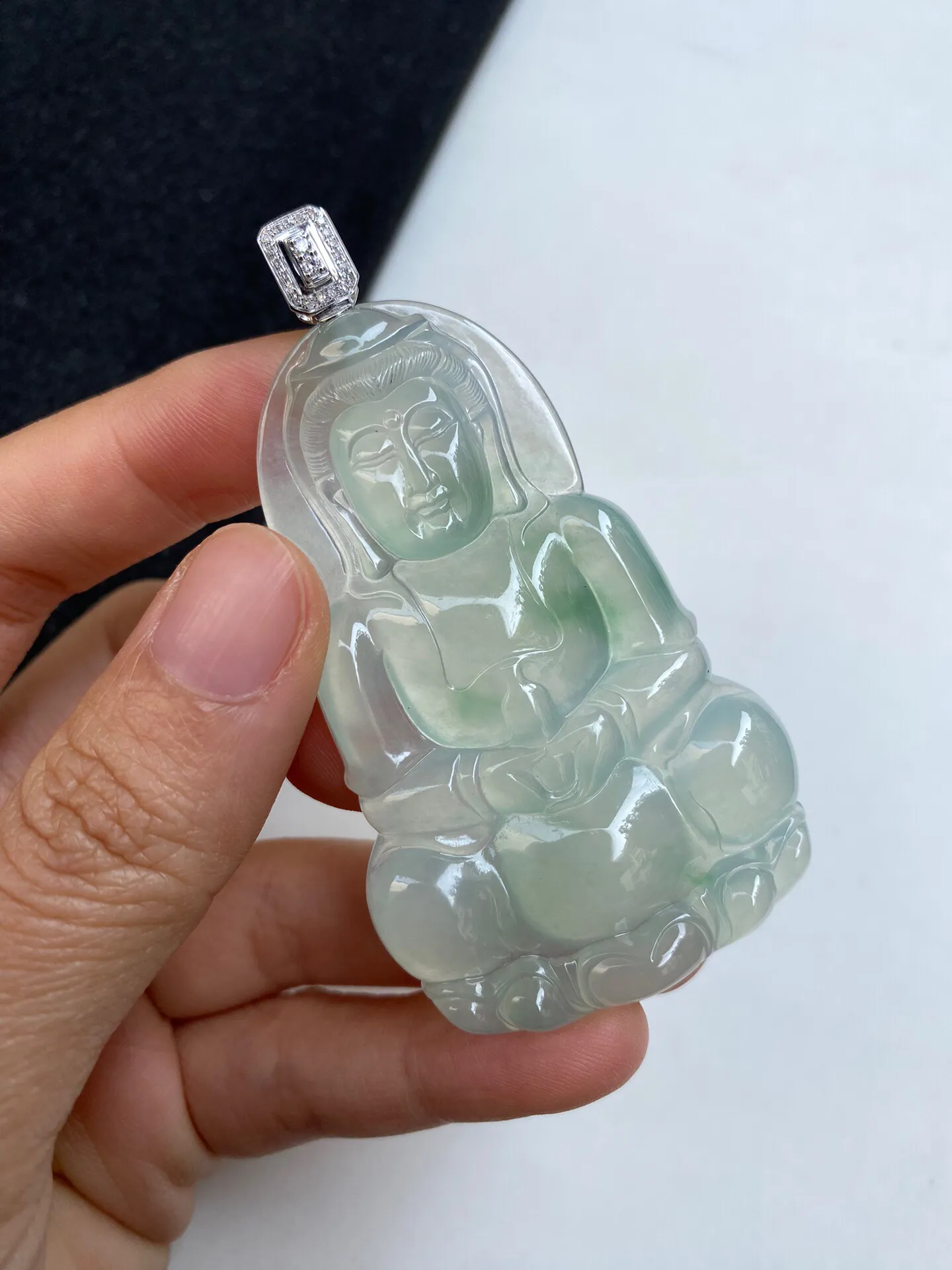 老坑冰晴正观音吊坠 裸石67.2-41.8-6.4毫米