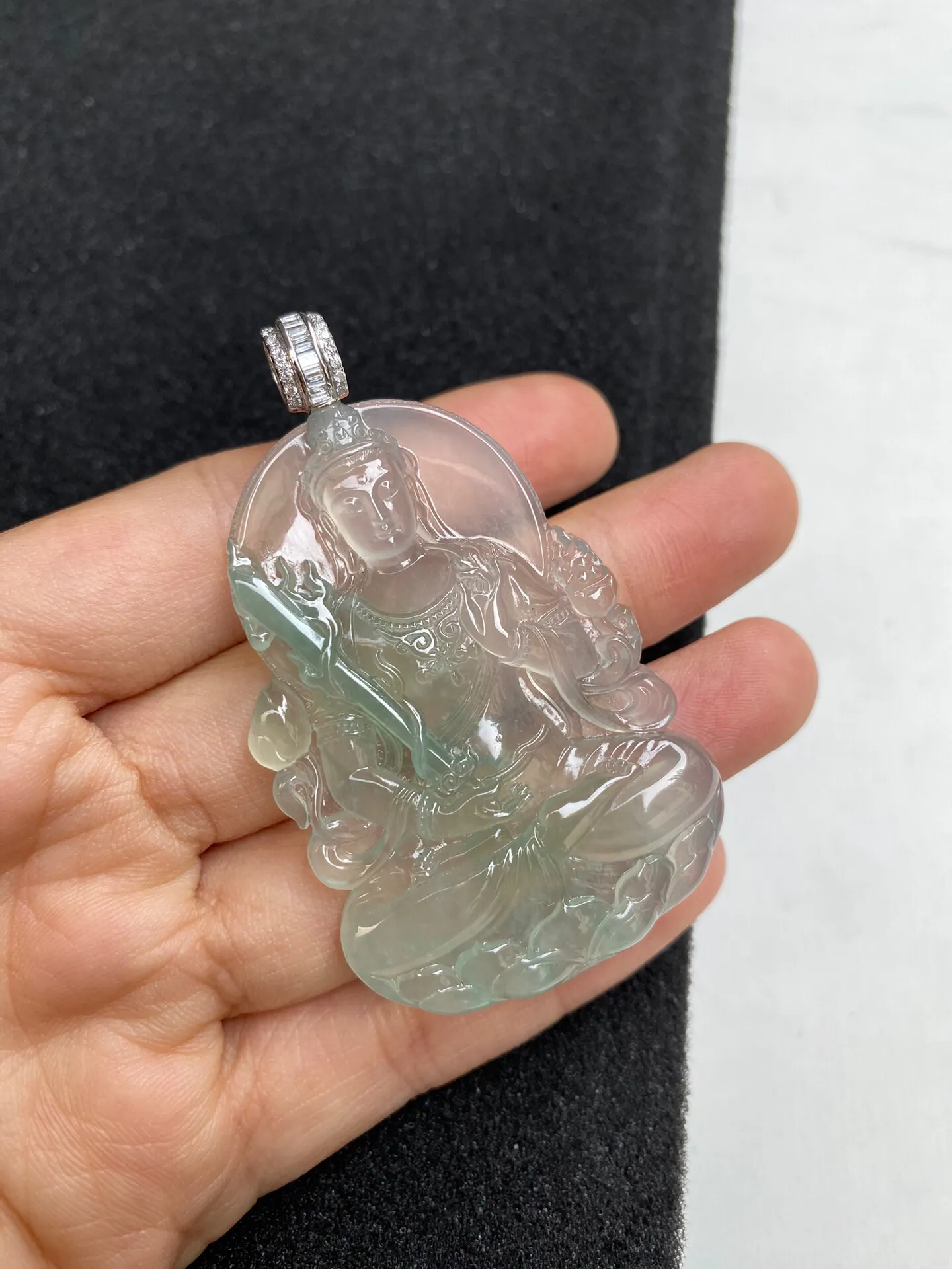 老坑冰晴虚空藏菩萨吊坠 裸石55.2-37.4-6毫米