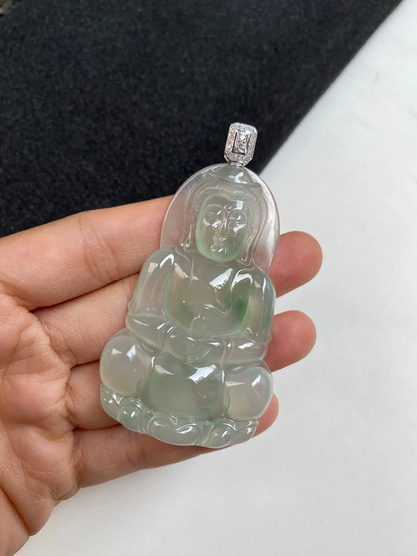 老坑冰晴正观音吊坠 裸石67.2-41.8-6.4毫米