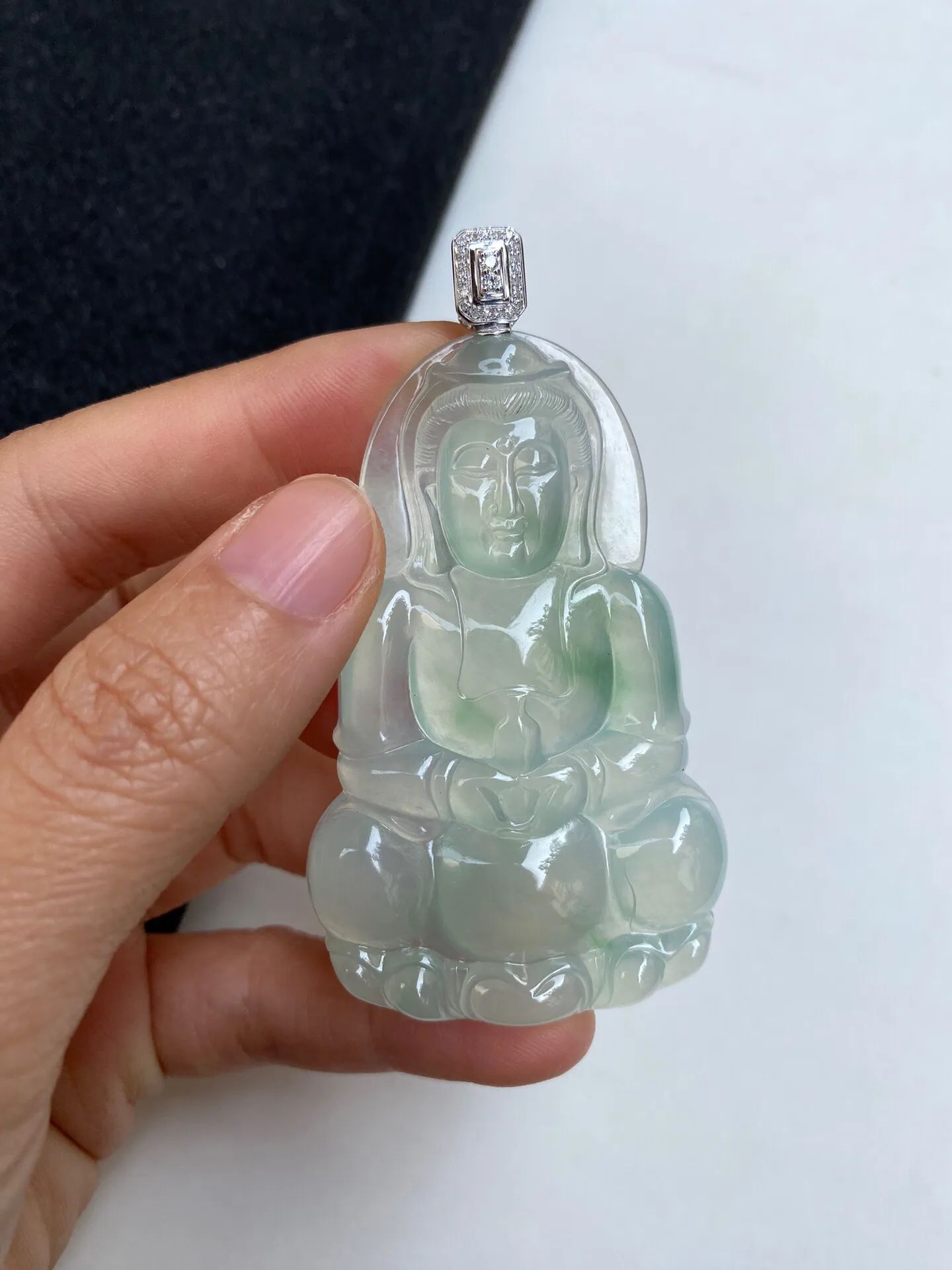 老坑冰晴正观音吊坠 裸石67.2-41.8-6.4毫米