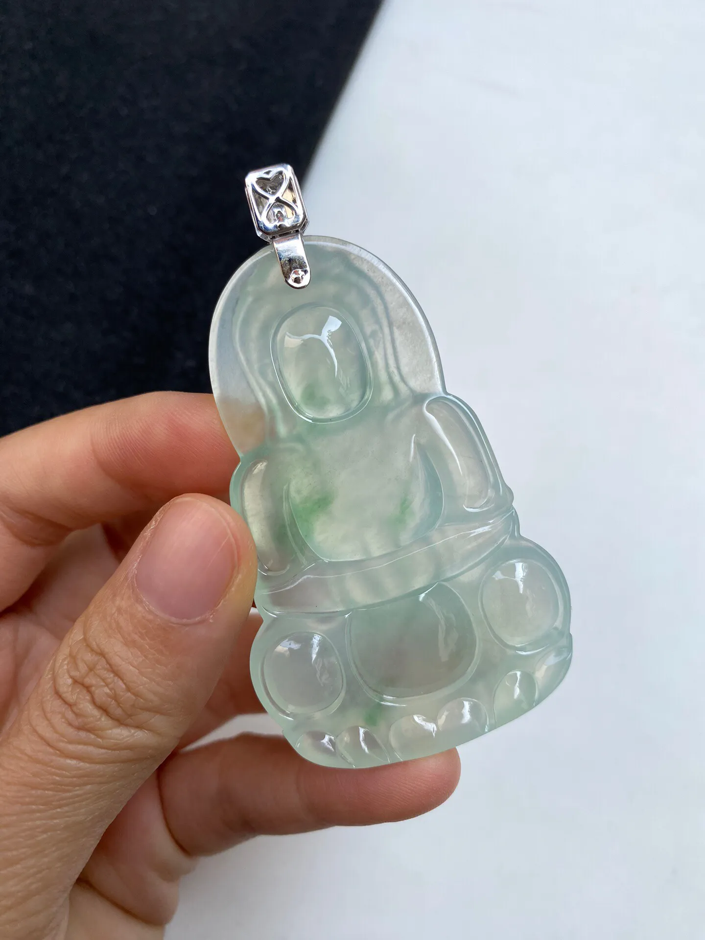 老坑冰晴正观音吊坠 裸石67.2-41.8-6.4毫米