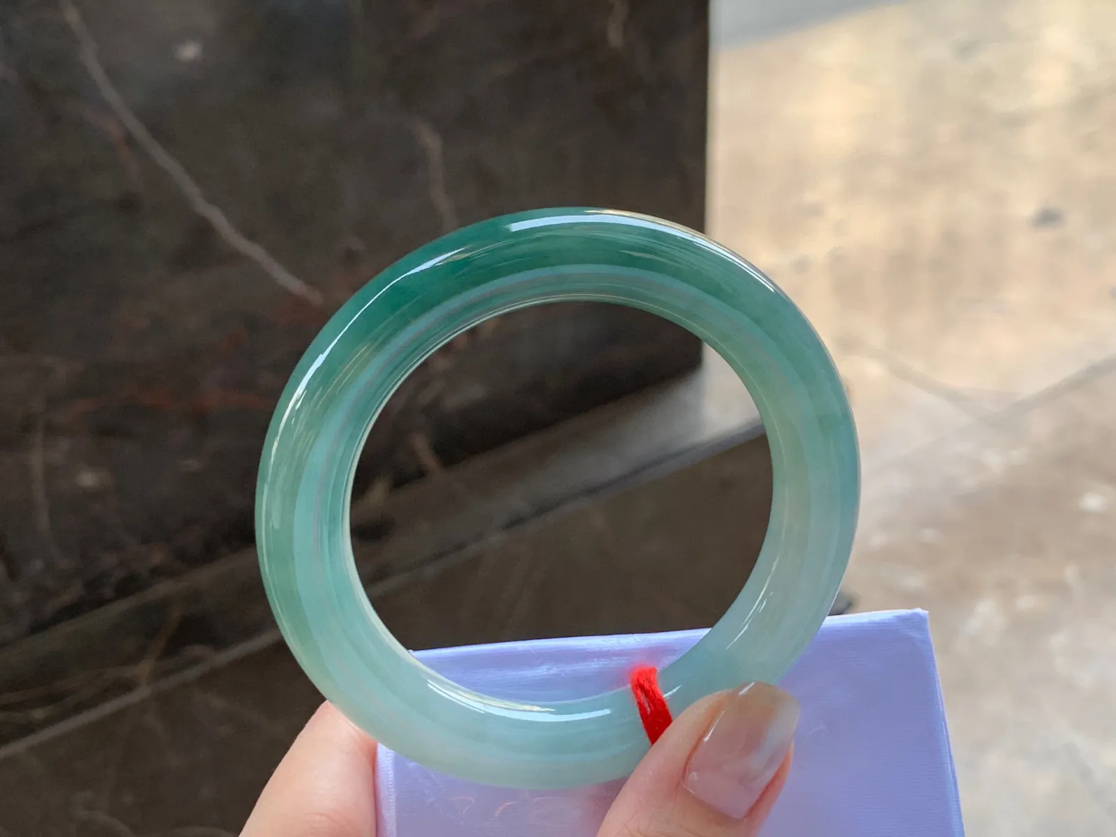油青福镯，玉质细腻，54.7/11.2mm
