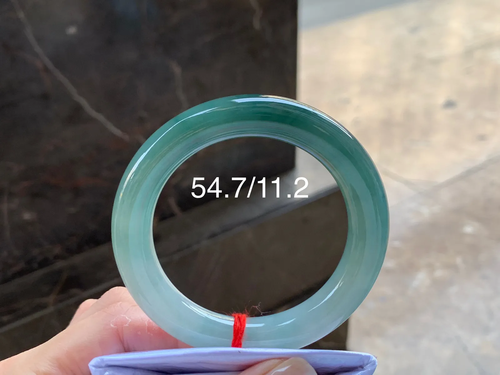 油青福镯，玉质细腻，54.7/11.2mm