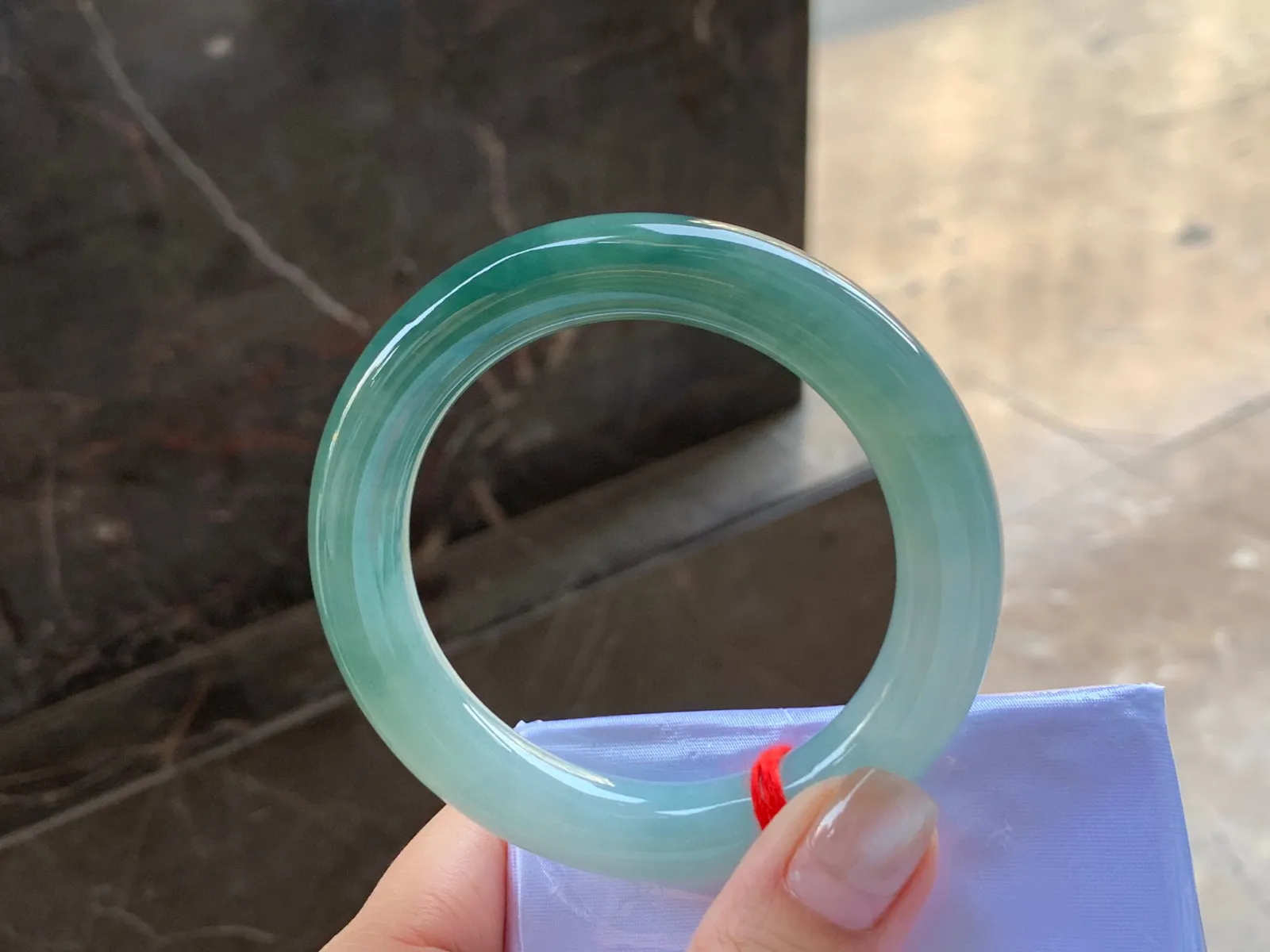油青福镯，玉质细腻，54.7/11.2mm