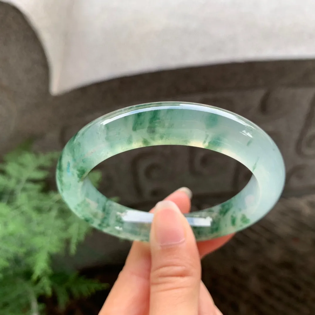 圈口56.1-11.2-9.4 【玻璃种飘花正圈手镯】正圈56 57可戴