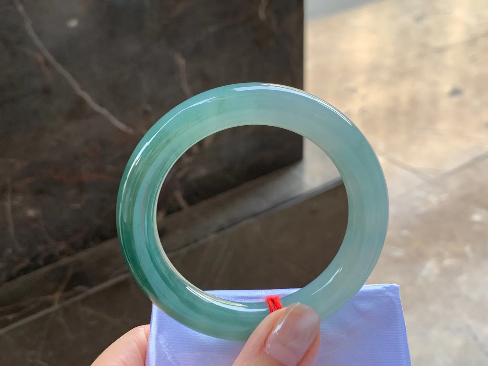 油青福镯，玉质细腻，54.7/11.2mm