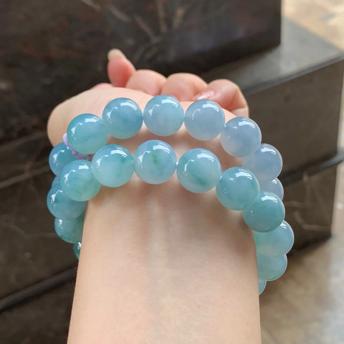 冰手串，淡紫底，水润清爽