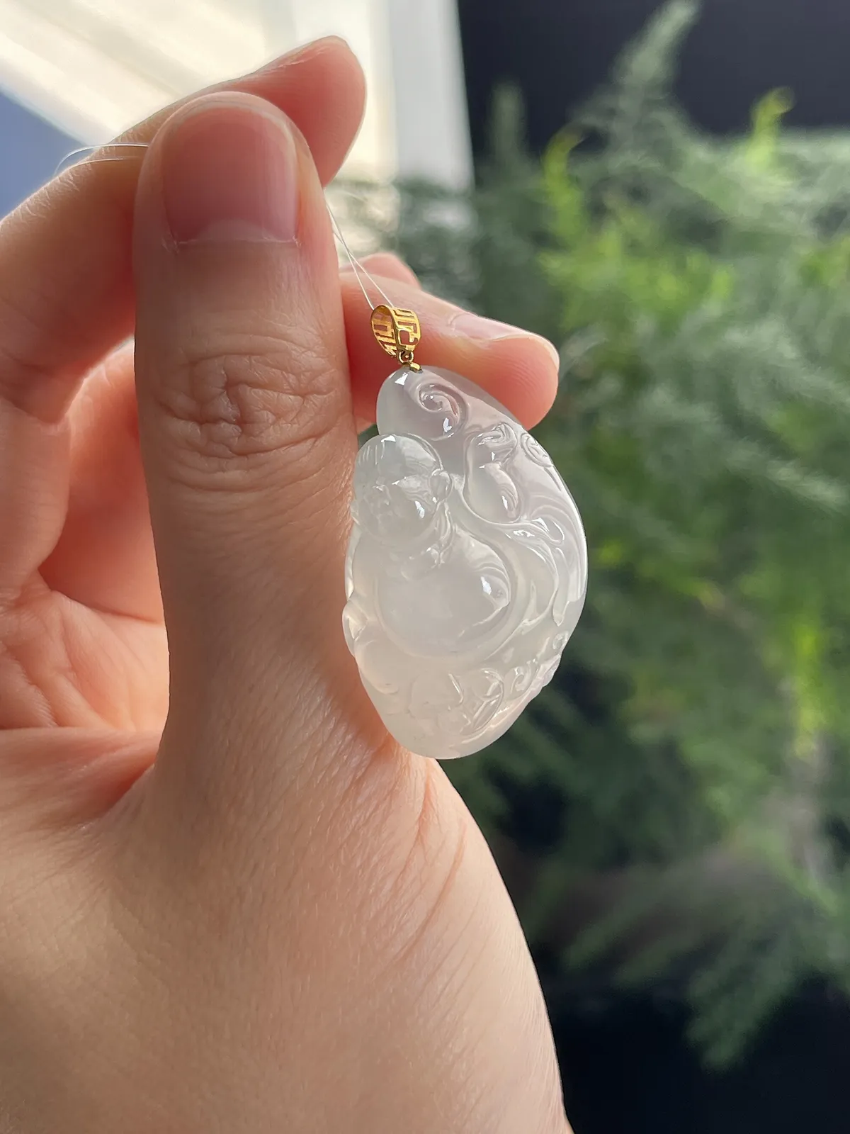 翡翠冰糯种Q版小弥勒挂坠