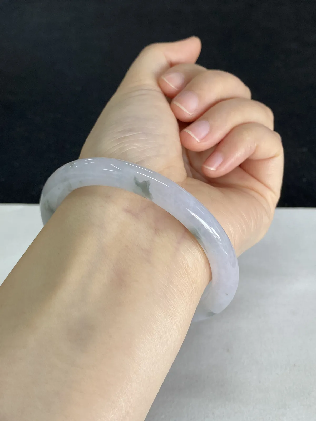 圆镯55圈口，翡翠手镯