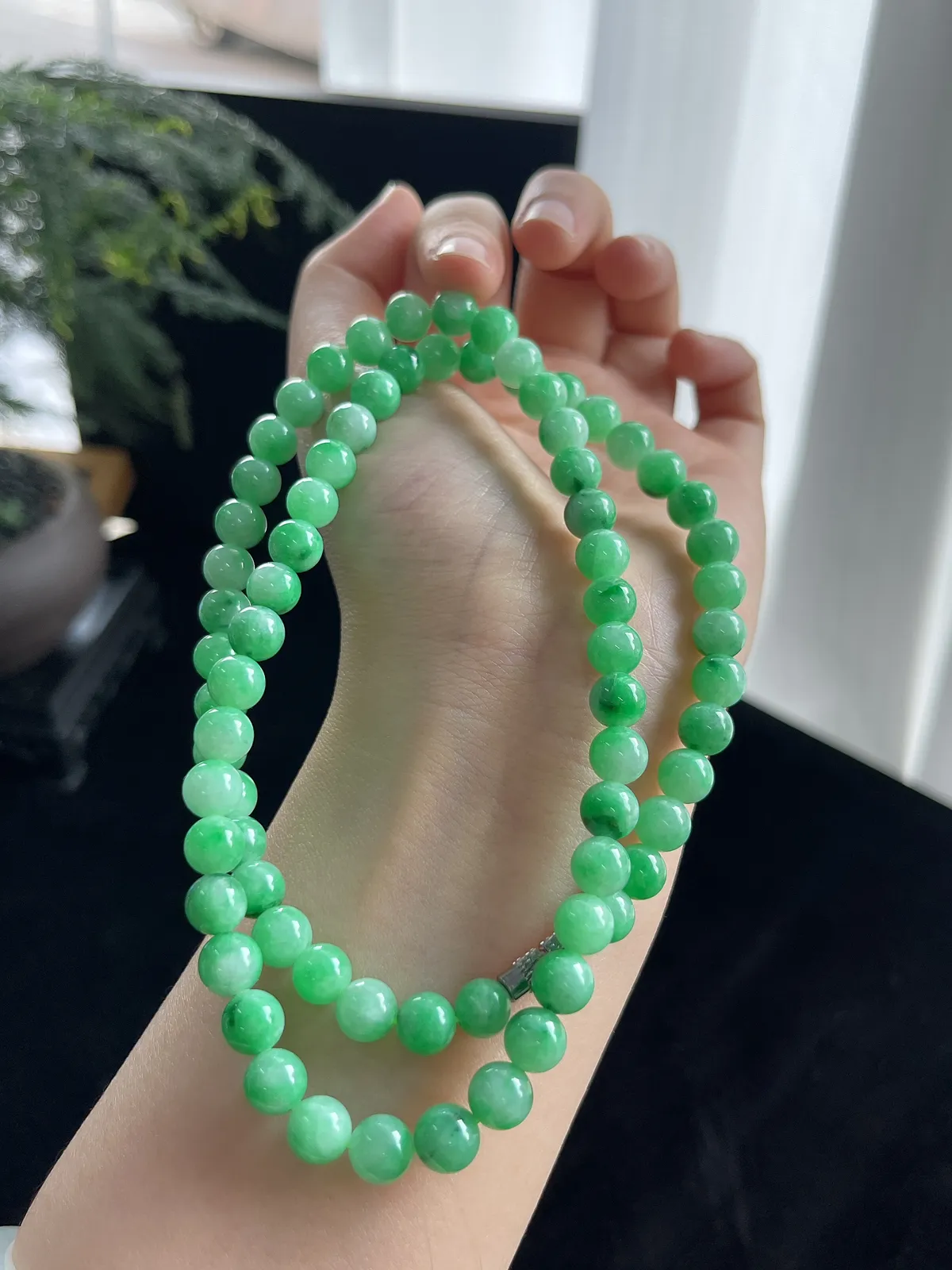 翡翠满绿珠链