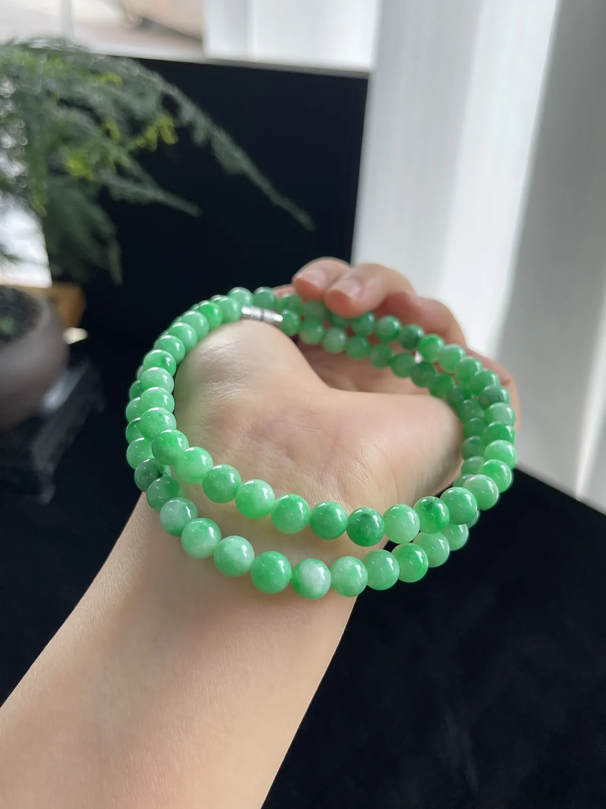 翡翠满绿珠链