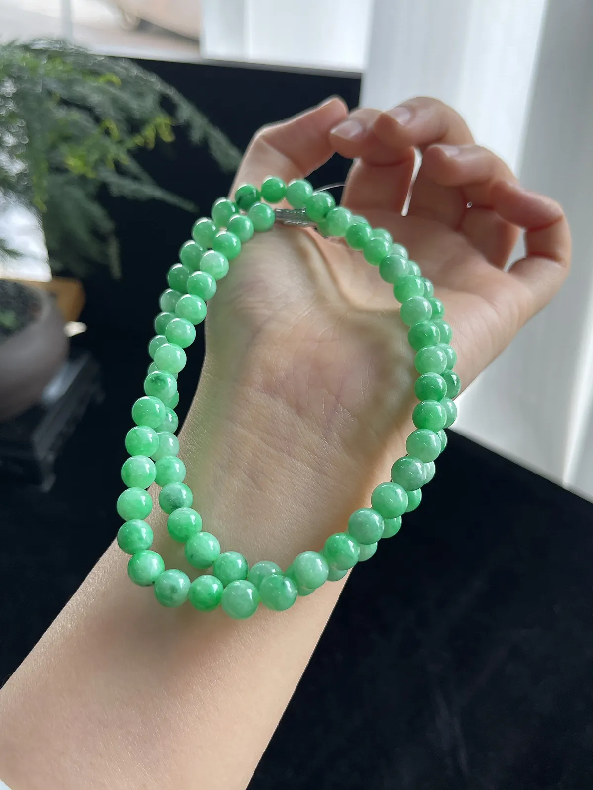 翡翠满绿珠链