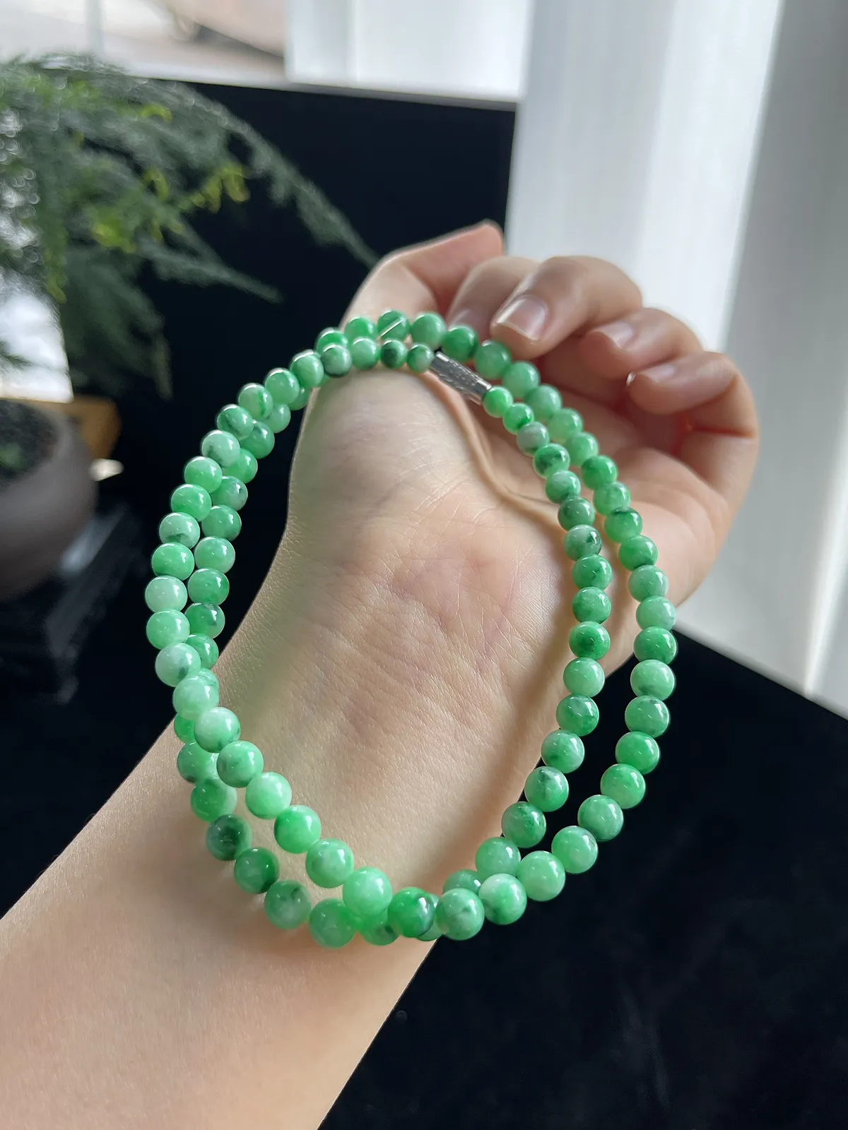 翡翠满绿珠链