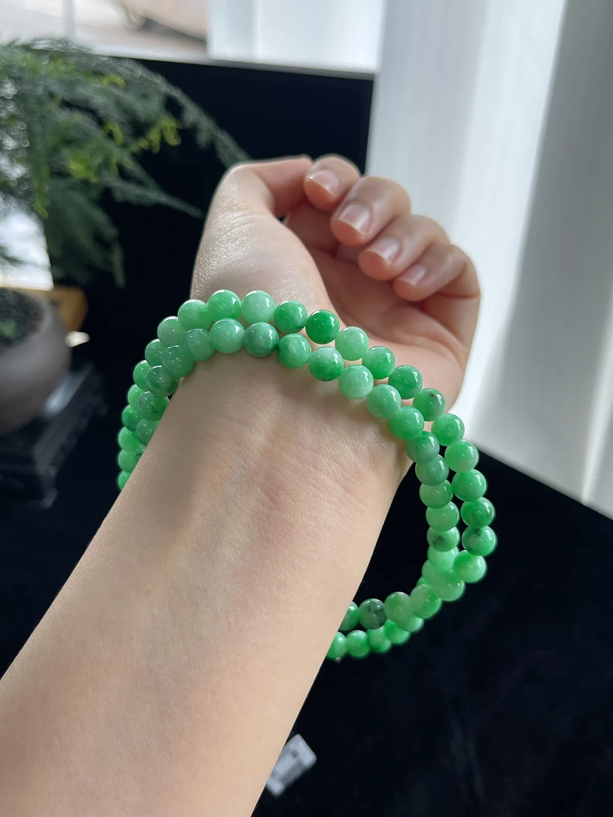 翡翠满绿珠链