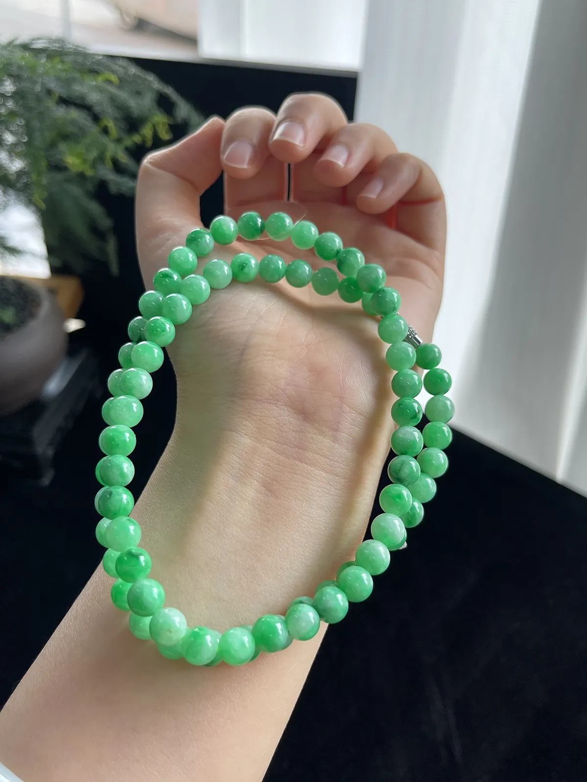 翡翠满绿珠链