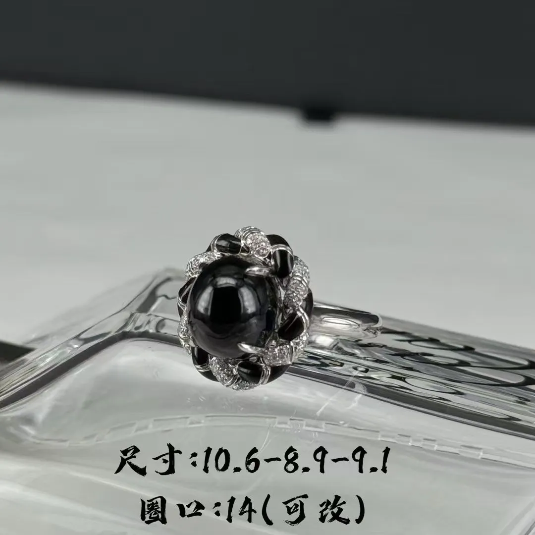 精品18k豪镶女戒 种好色正 黑度极好 打灯通透 油性十足