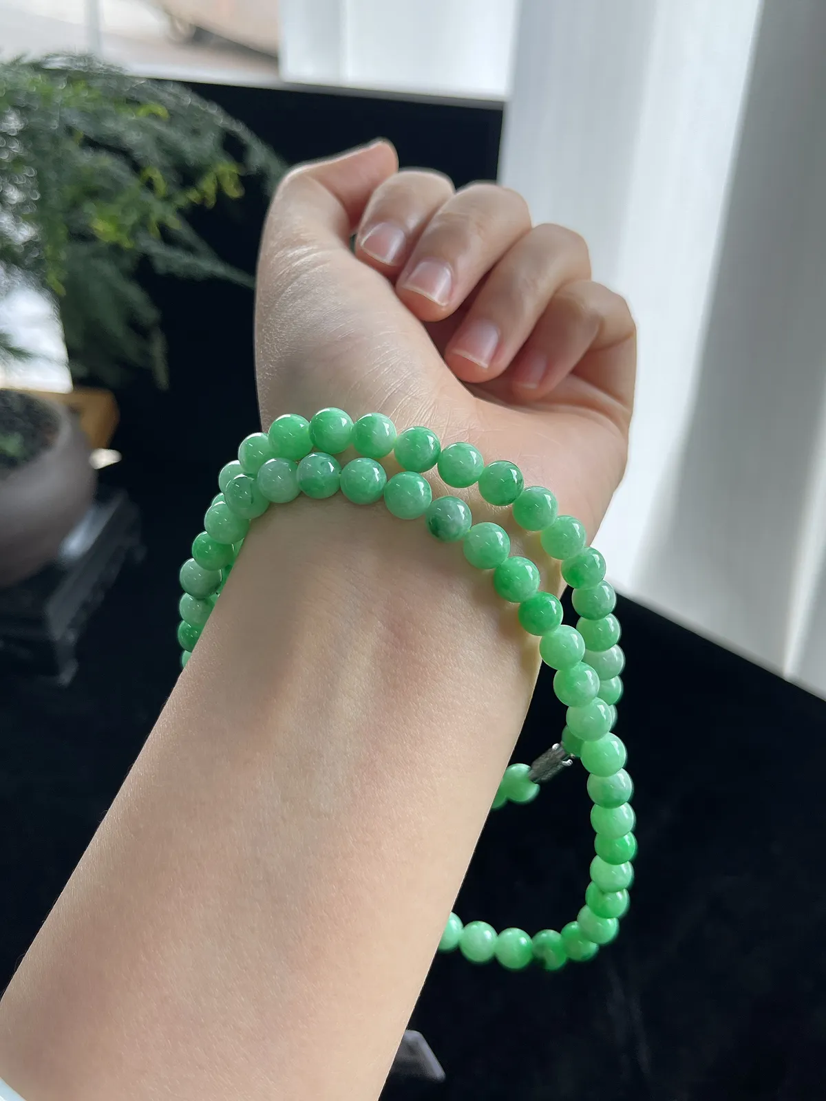 翡翠满绿珠链