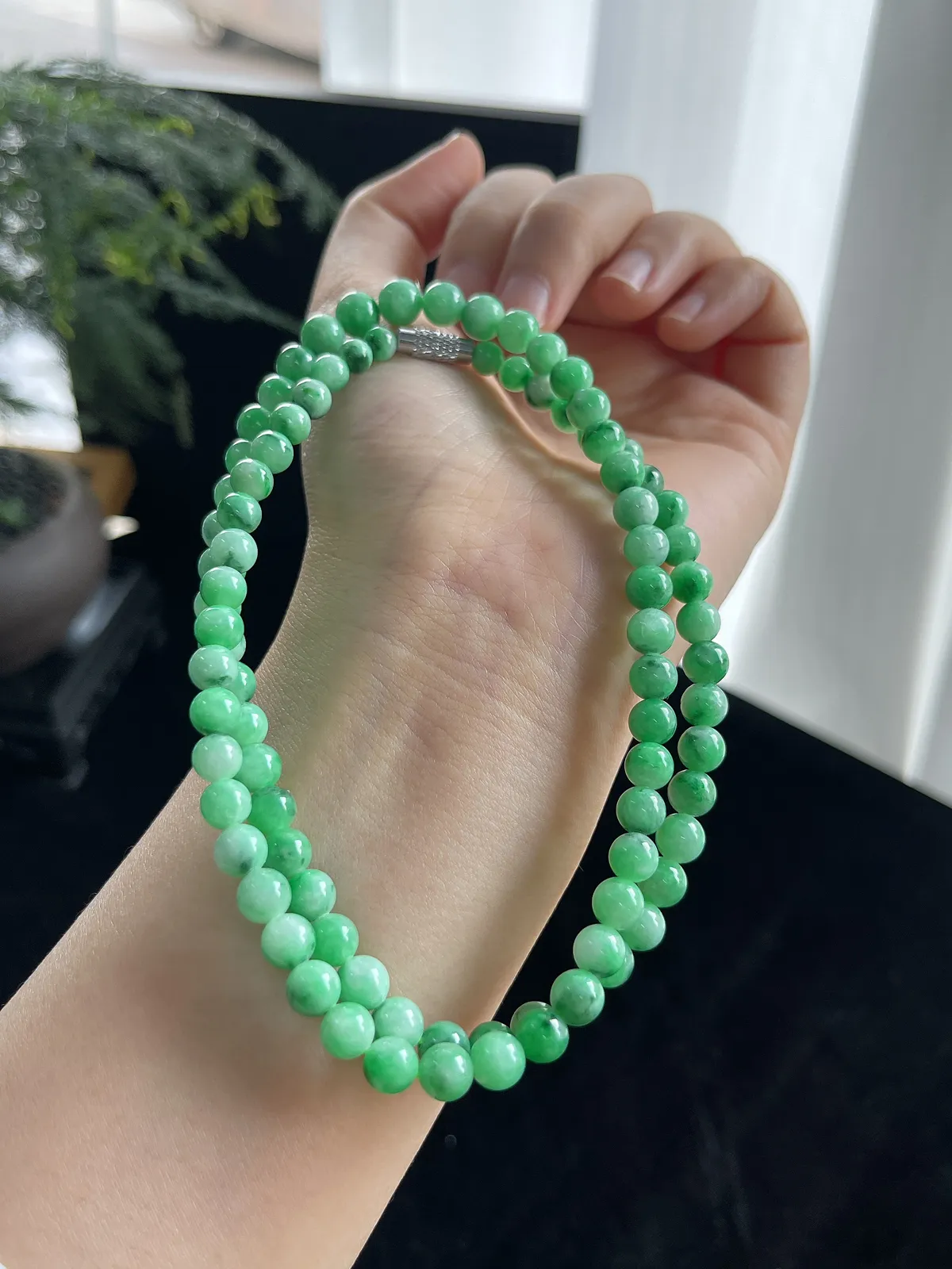 翡翠满绿珠链