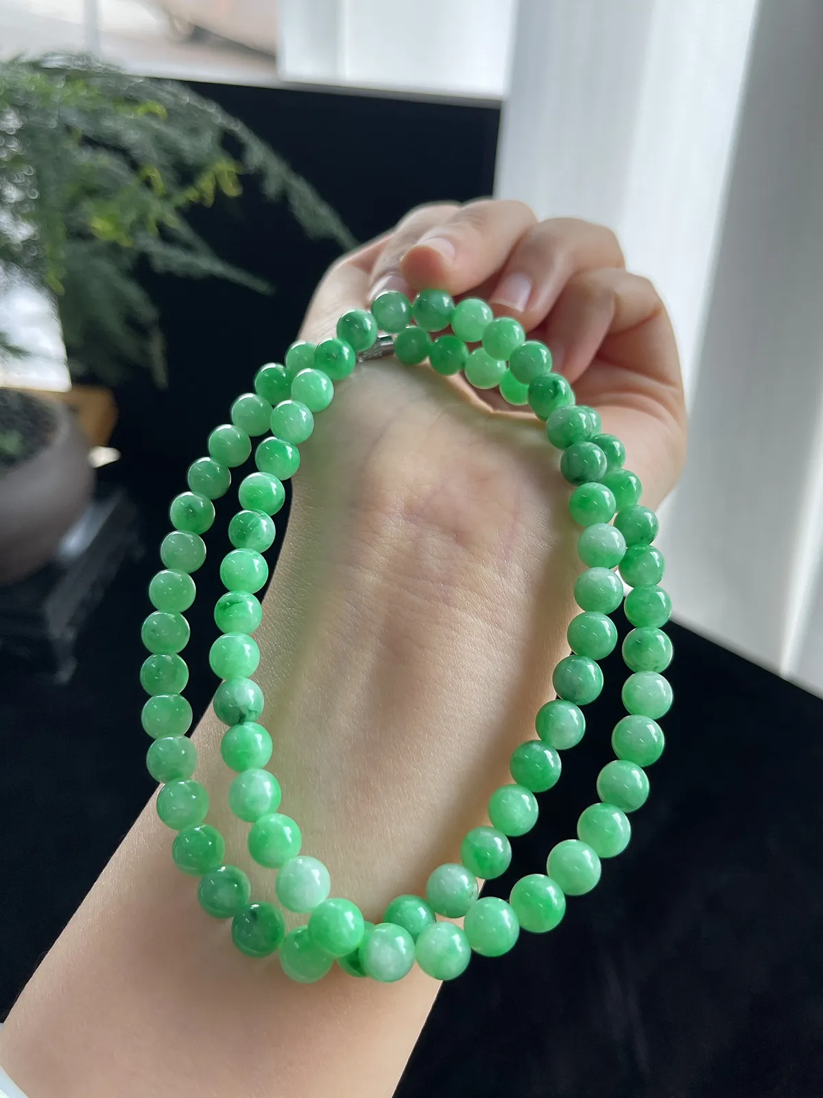 翡翠满绿珠链