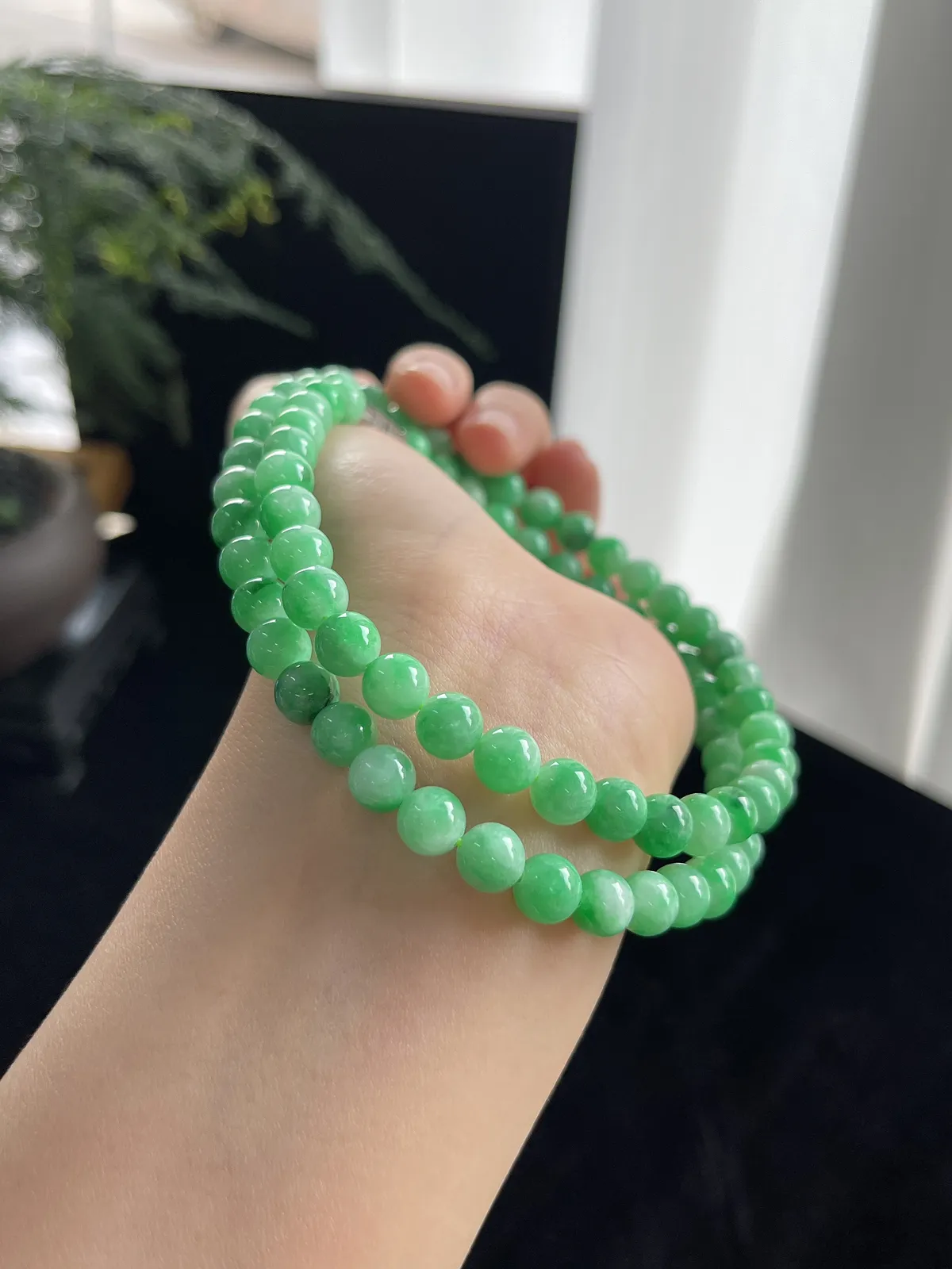 翡翠满绿珠链