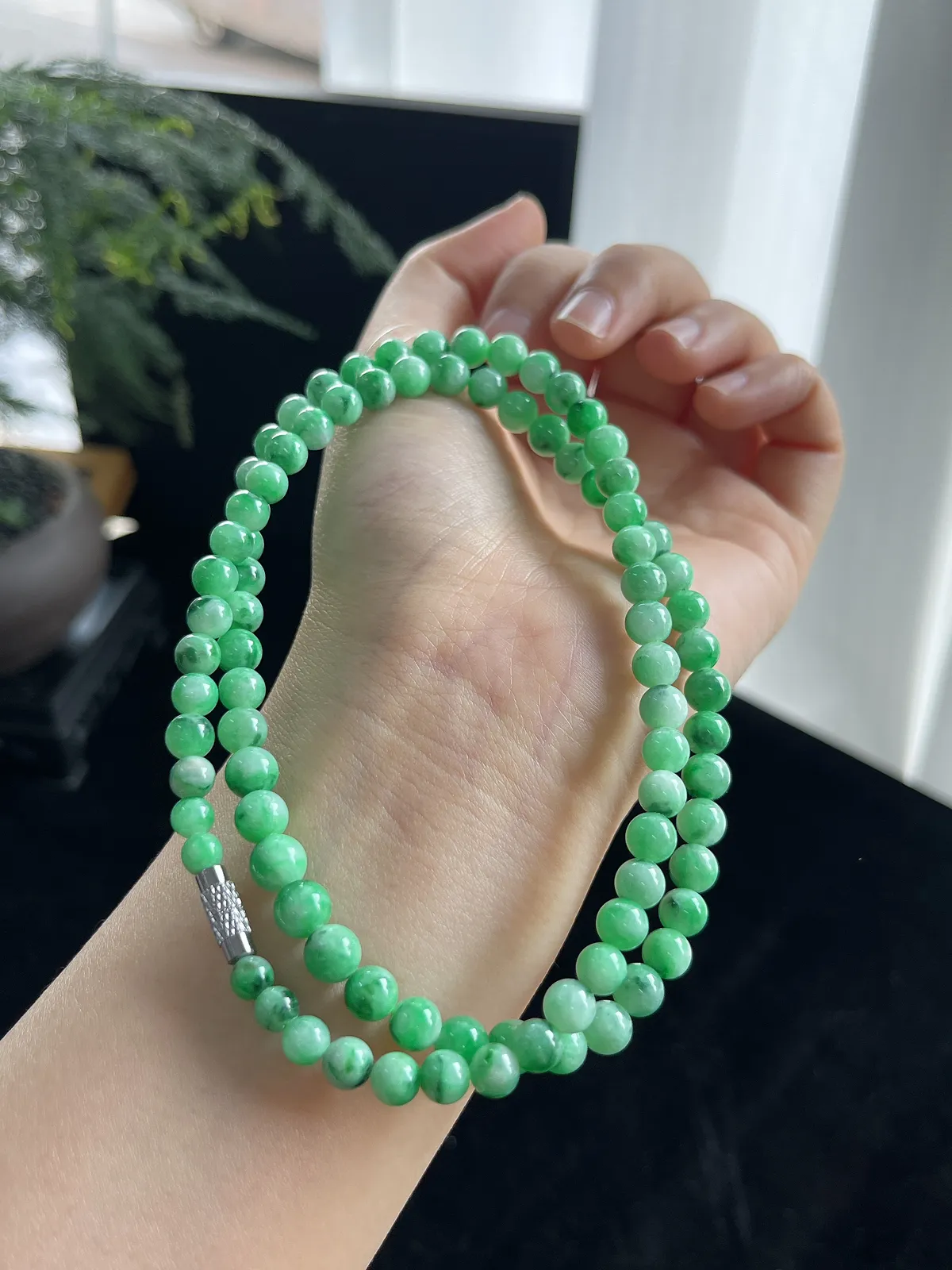 翡翠满绿珠链