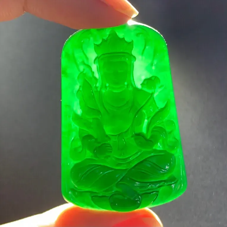 墨翠虚空藏菩萨吊坠