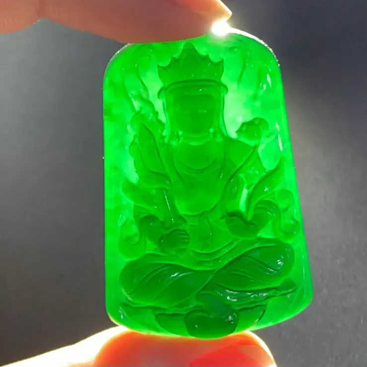 墨翠虚空藏菩萨吊坠