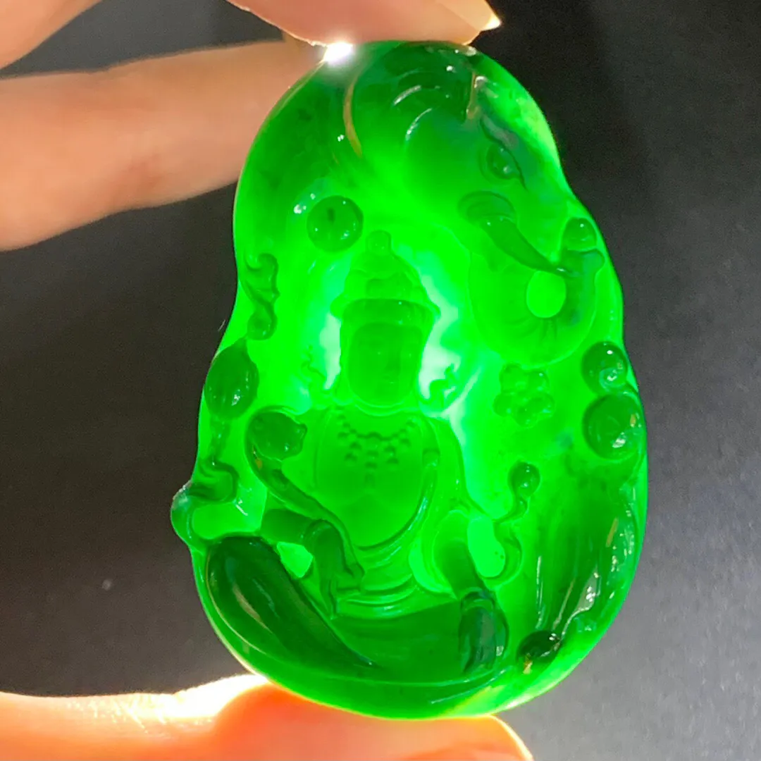 墨翠普贤菩萨吊坠