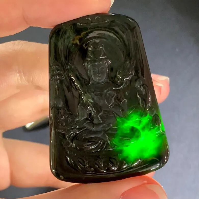 墨翠虚空藏菩萨吊坠