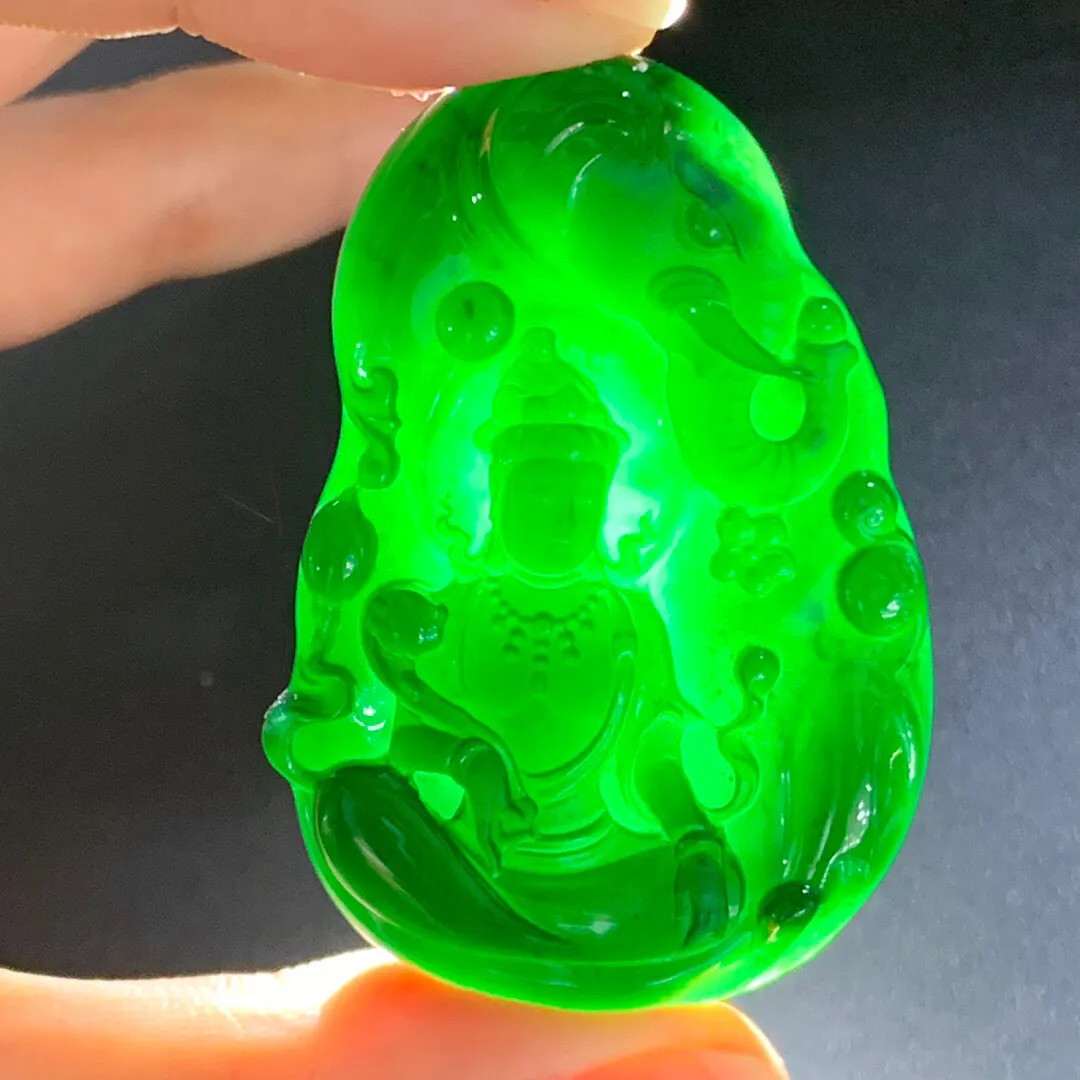 墨翠普贤菩萨吊坠