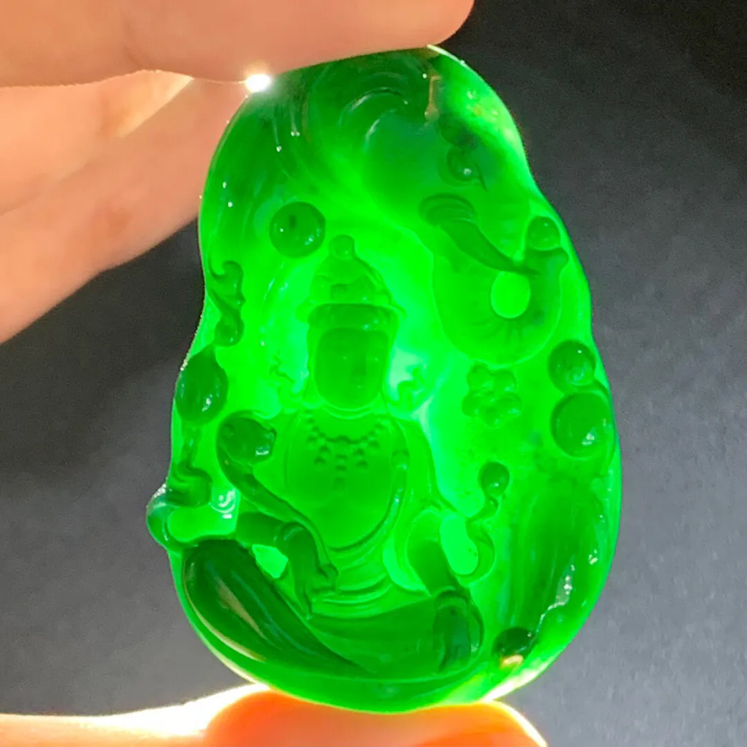 墨翠普贤菩萨吊坠