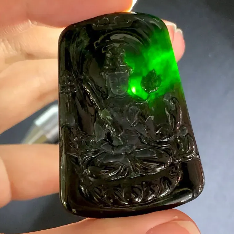 墨翠虚空藏菩萨吊坠