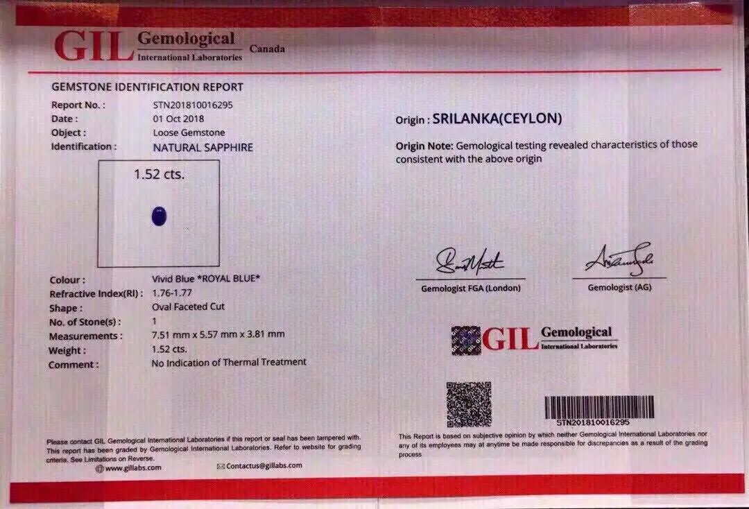 天然皇家蓝宝石吊 主石7.51*5.57 宝石1.52ct 18k 白金
