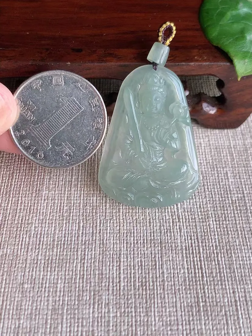 天然A货翡翠晴水虚空藏菩萨吊坠尺寸36.4×26×4.8m量7.80g 0415