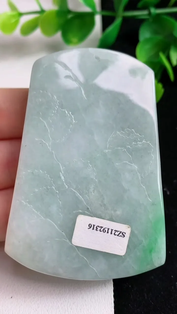 天然A货翡翠山水牌吊坠，尺寸68-46.7-12.5，重:81.11g
4月17日