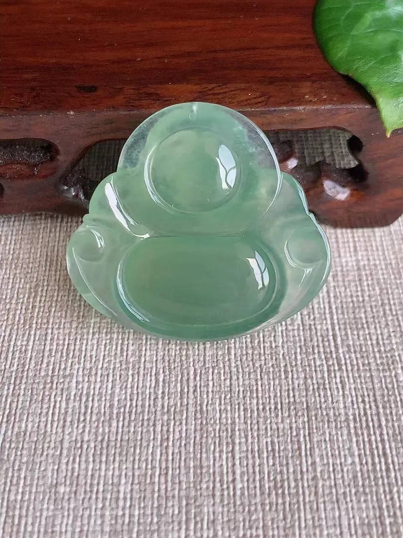 天然A货翡翠晴水佛公吊坠尺寸33.2×36.6×6.7m量11.80g 0415