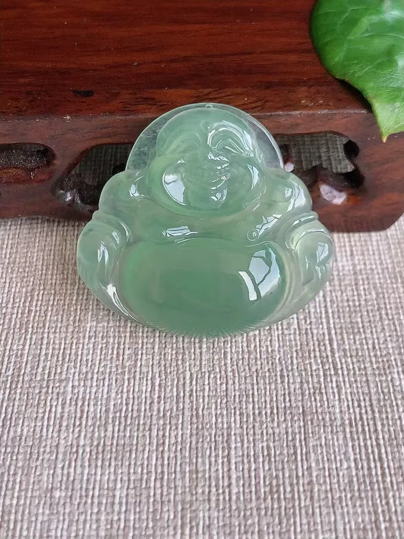 天然A货翡翠晴水佛公吊坠尺寸33.2×36.6×6.7m量11.80g 0415