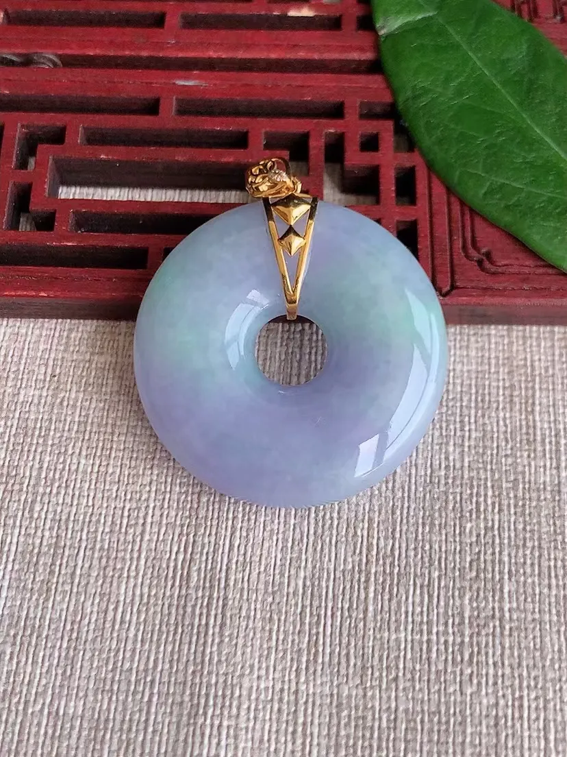 天然A货翡翠18紫罗兰平安环吊坠尺寸35.5×7.8m量21.07g 0415