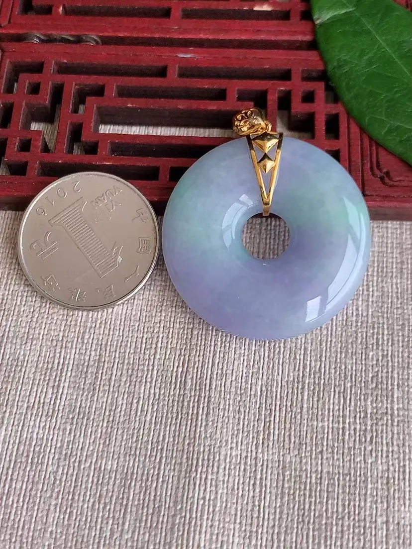 天然A货翡翠18紫罗兰平安环吊坠尺寸35.5×7.8m量21.07g 0415