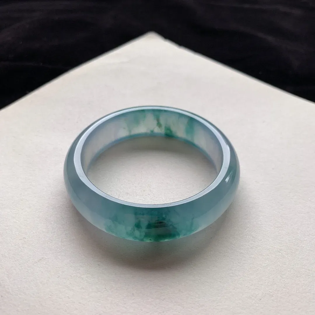 宽版小圈口53.9-15.2-7.8 【玻璃种紫飘花正圈手镯】正圈53 54可戴  冰透水润 起光