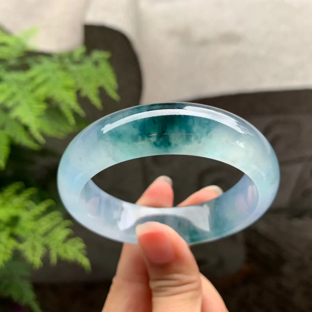 宽版小圈口53.9-15.2-7.8 【玻璃种紫飘花正圈手镯】正圈53 54可戴  冰透水润 起