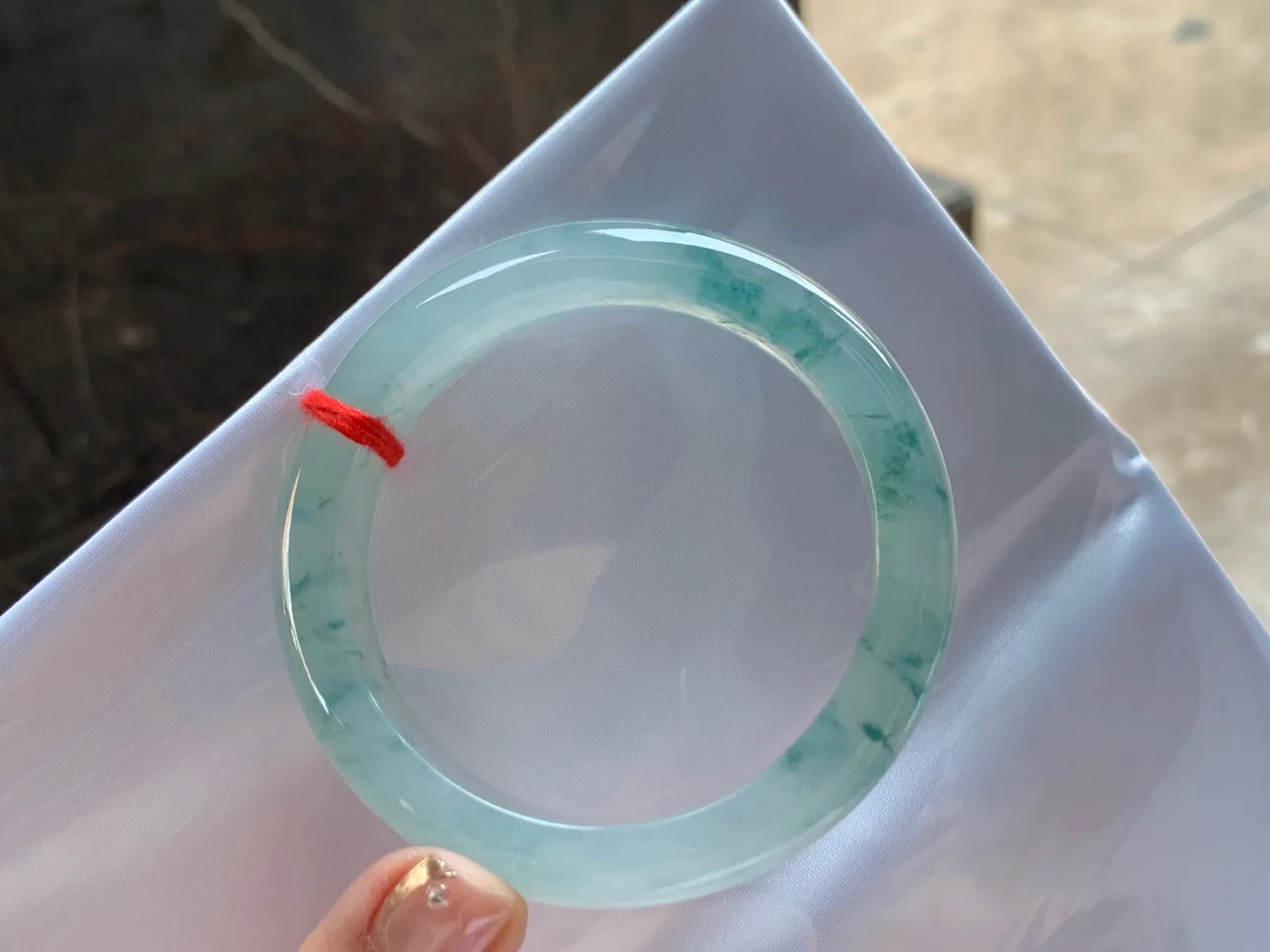 冰种飘花手镯，种老水足，飘花灵动，57.5/13/9.4mm