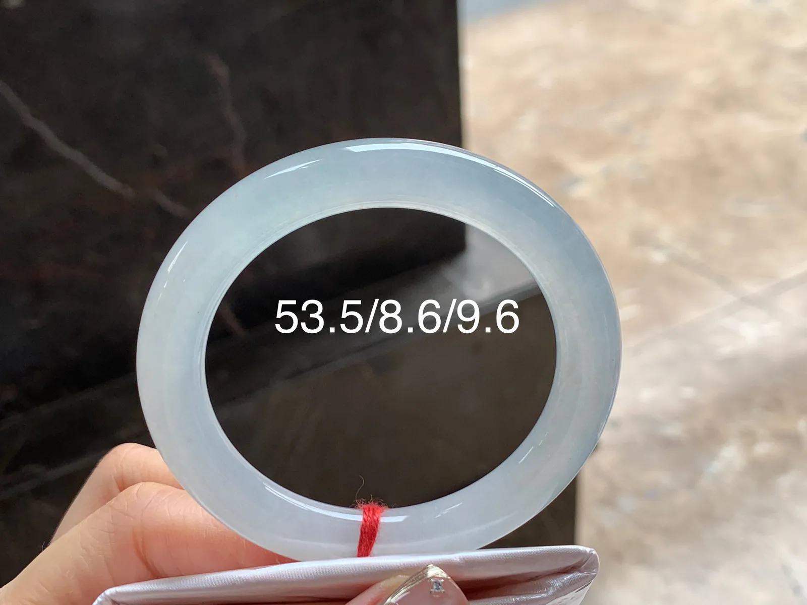 冰圆条手镯，种好水足，53.5/8.6/9.6mm