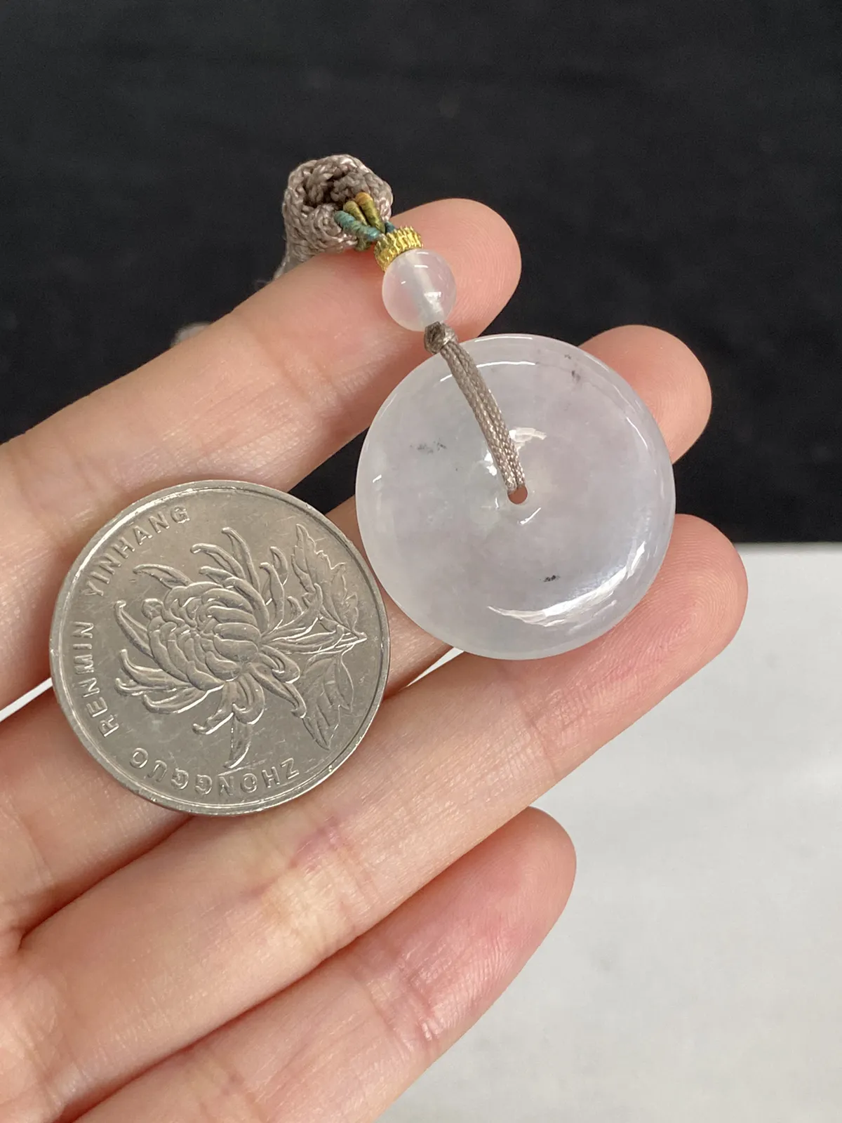 翡翠冰糯种平安扣，配珠未测